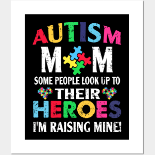 Autism T-ShirtAutism Autism Mom Shirt My Son Is Hero Autism Awareness Costume Posters and Art